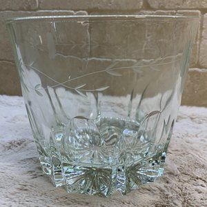 Vintage Princess House Crystal Heritage Etched Floral Clear Ice Bucket‎